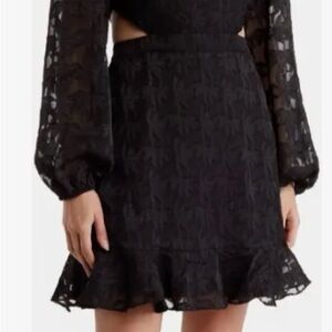Astr Black Lace Mini Dress with Ruffle Hem